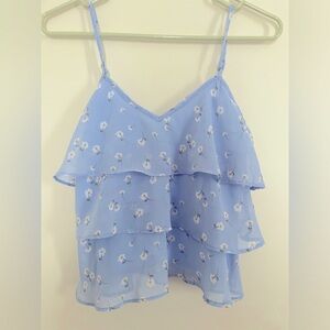 Lighrweight cami.  Baby blue with daisy print.  Fully lined.